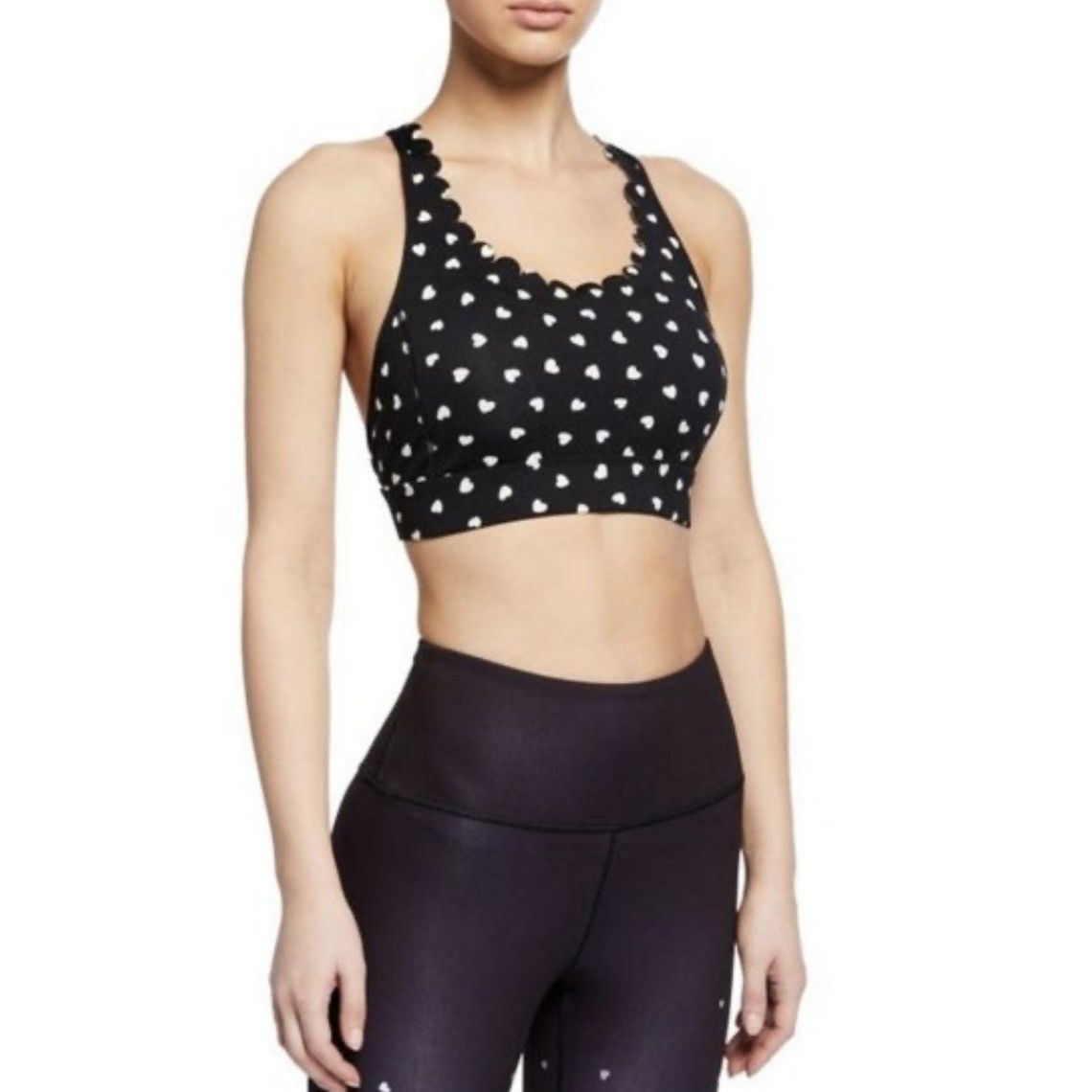 Kate Spade KATE SPADE Black White Polka Heartbeat Scallop Sports Bra Size M / US 6-8 / IT 42-44 - 2 Thumbnail