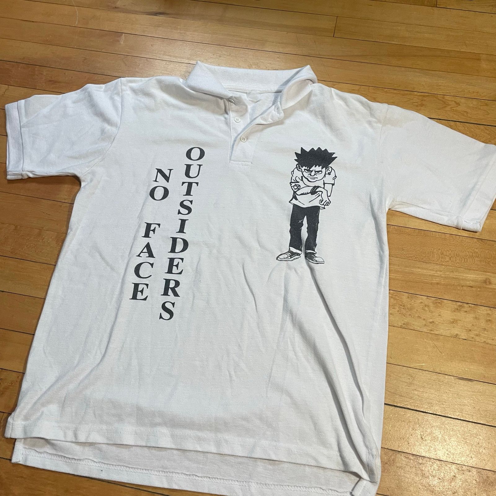 Other 90s No Face Outsiders Graphic Polo Shirt Mens M L Anime Punk Size US L / EU 52-54 / 3 - 3 Thumbnail