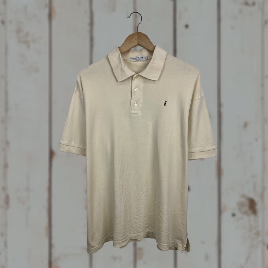 Yves Saint Laurent VINTAGE Yves Saint Laurent Pour Homme Polo T-Shirt XL Beige Mens 90s 90s YSL Polo T-Shirt Beige XL Men Polo 90s beige Size US XL / EU 56 / 4 - 1 Thumbnail