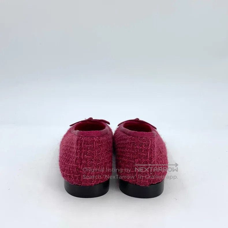 Chanel Chanel Pink bow woven casual single shoes ballet shoes Size US 6 / IT 36 - 4 Thumbnail