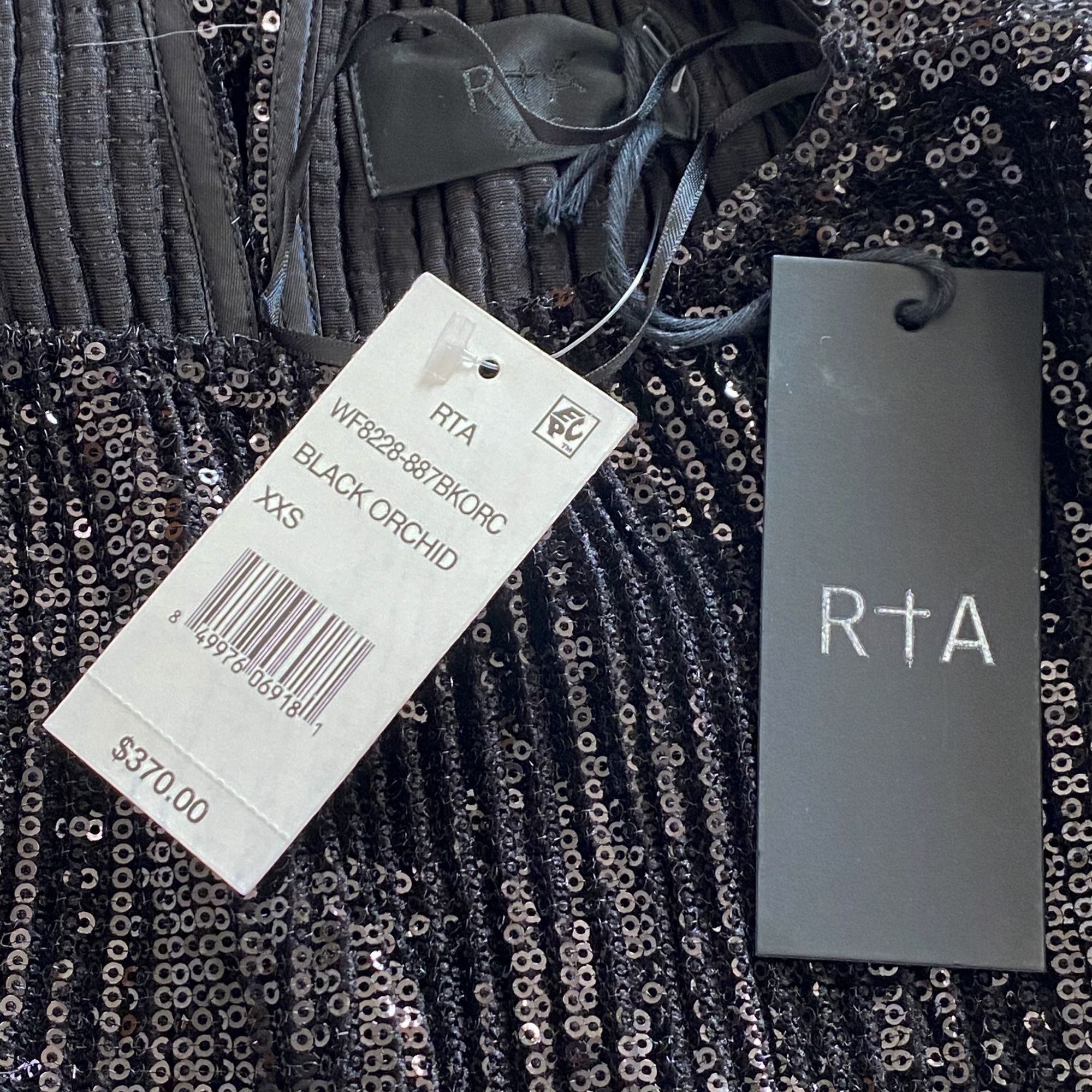 Rta RtA Pippa Black Sequin Long-Sleeve Top Size XXS, New with t Size XXS / US 00 / IT 34 - 3 Thumbnail