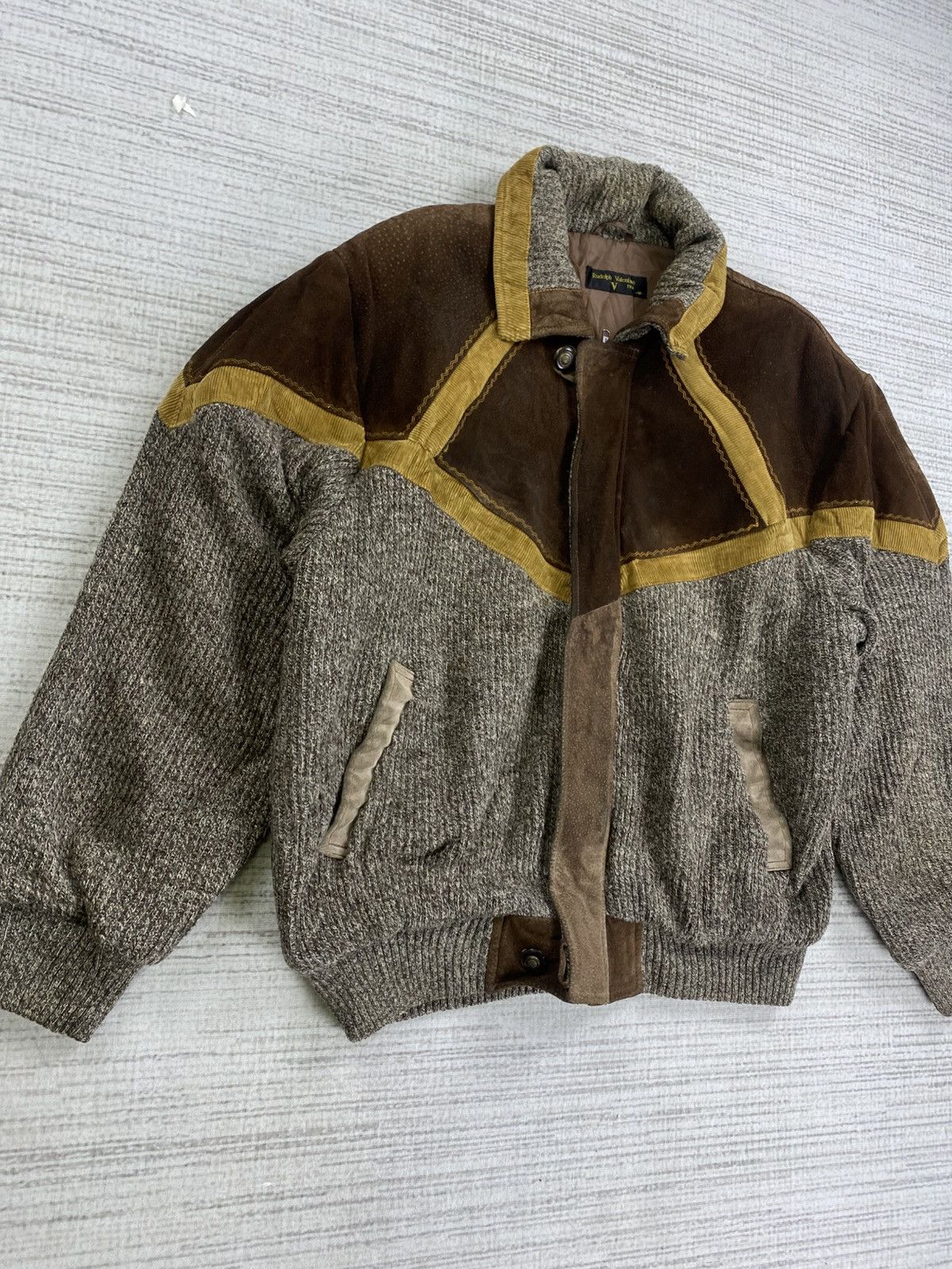 80s Rudolph Valentino Knit Half Leather Multicolor Jacket