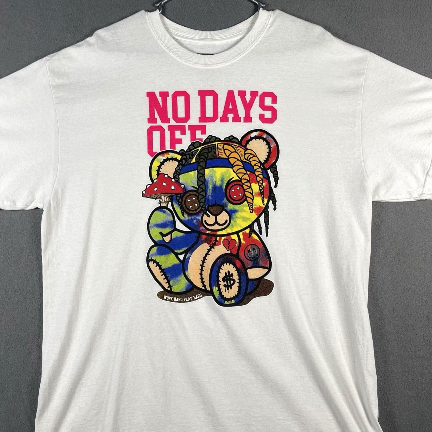 Vintage VINTAGE No Days Off T-shirt XL White Hip Hop Bear PaperCuts Shirt Mens Short Sleeve Crew Neck Graphic Print 90s Hip Hop Retro Size US XL / EU 56 / 4 - 2 Thumbnail