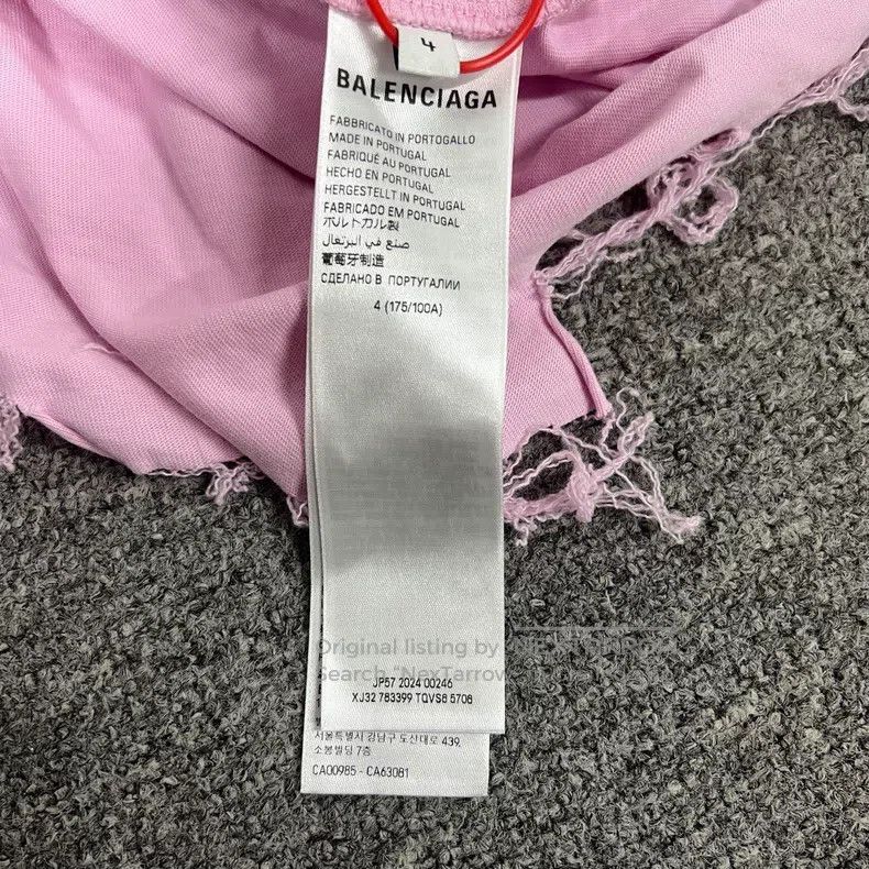 Balenciaga Balenciaga Distressed Hem Embroidered Logo Short Sleeve T- Size US XL / EU 56 / 4 - 6 Thumbnail