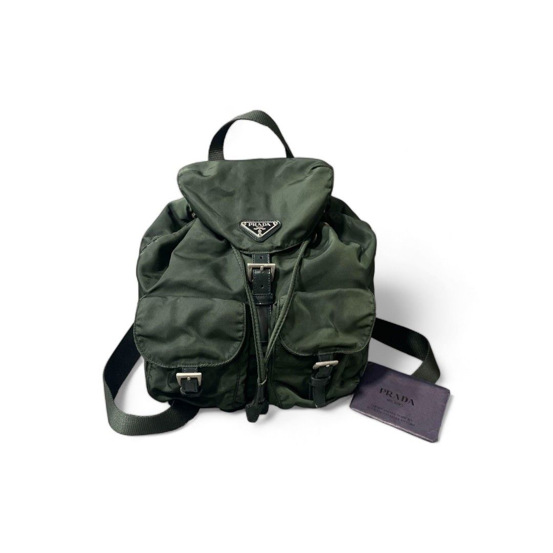 image of Prada - Khaki Backpack Nylon Leather Vintage Green, Men's