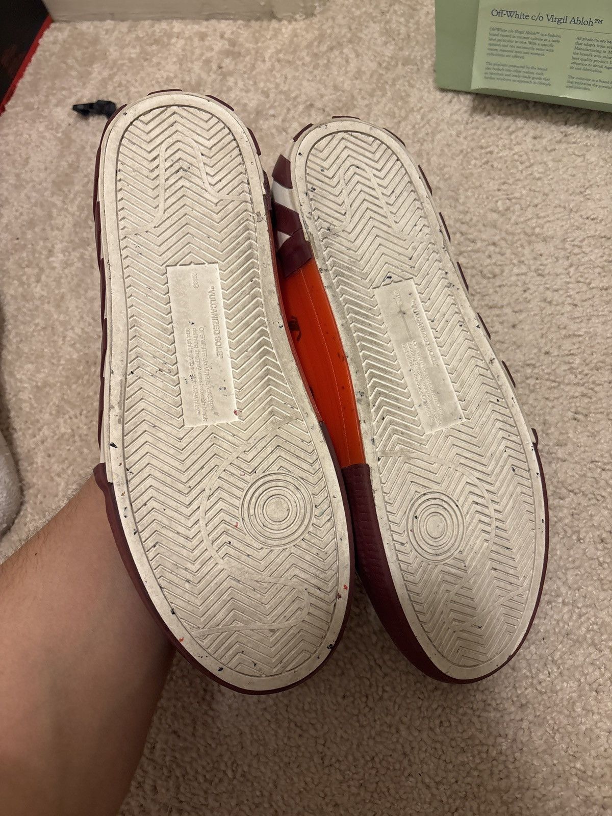 Off-White Off white vulcanized sneaker burgundy Size US 11 / EU 44 - 5 Thumbnail