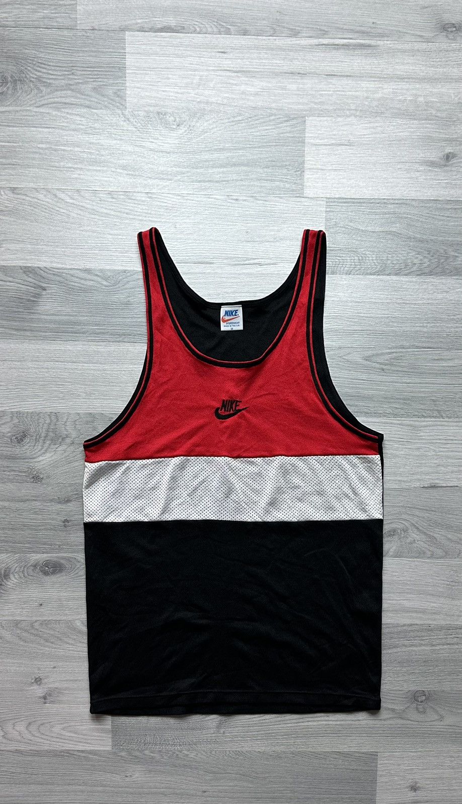 Nike × Vintage Vintage nylon sleeveless tank top Nike central logo swoosh Size US M / EU 48-50 / 2 - 1 Thumbnail