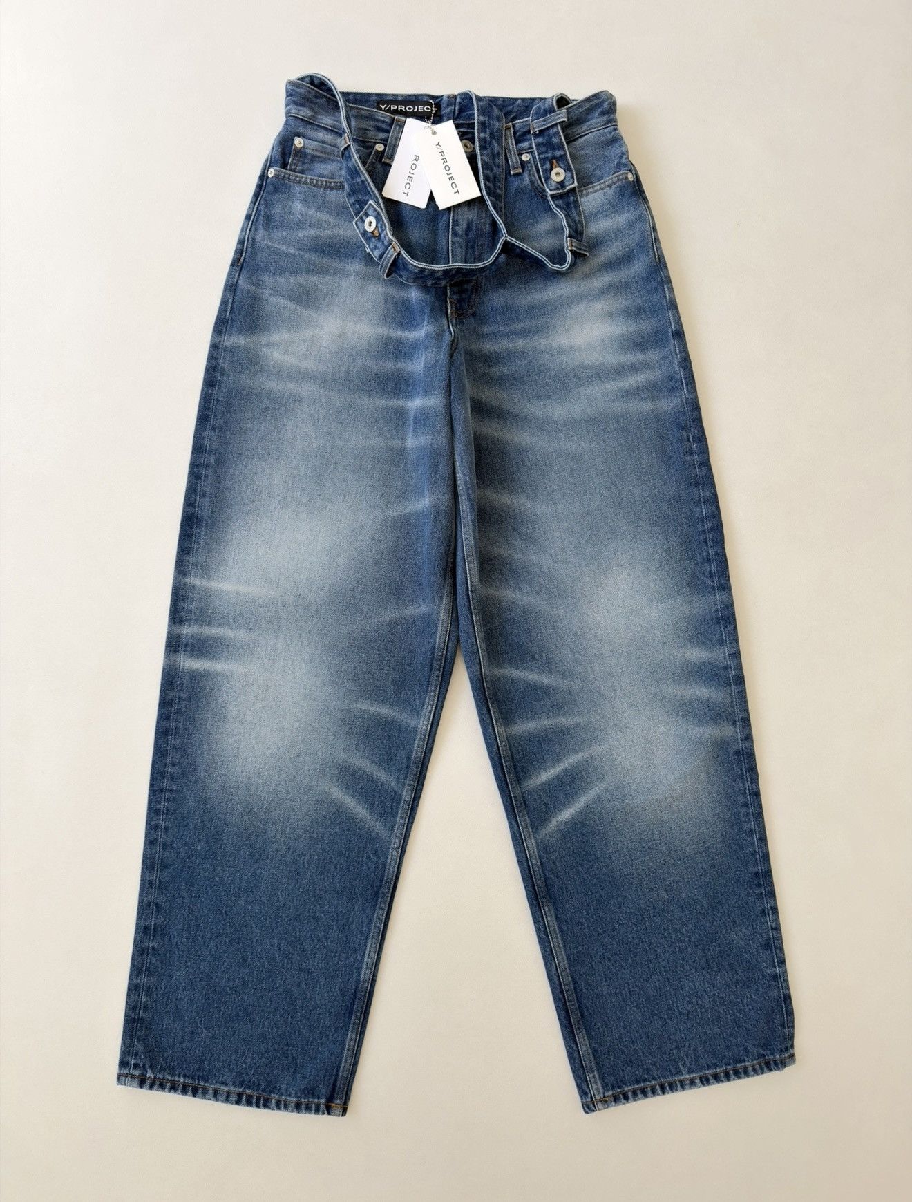 Y/Project A/W 23 ‘’Whiskers Mid Blue’ Washed Jeans Size US 32 / EU 48 - 1 Thumbnail