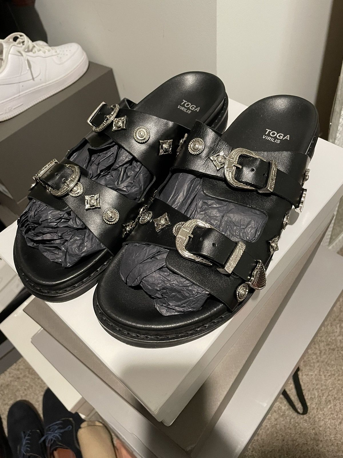 Toga Toga Virilis Polido Sandals Black Leather | Grailed 