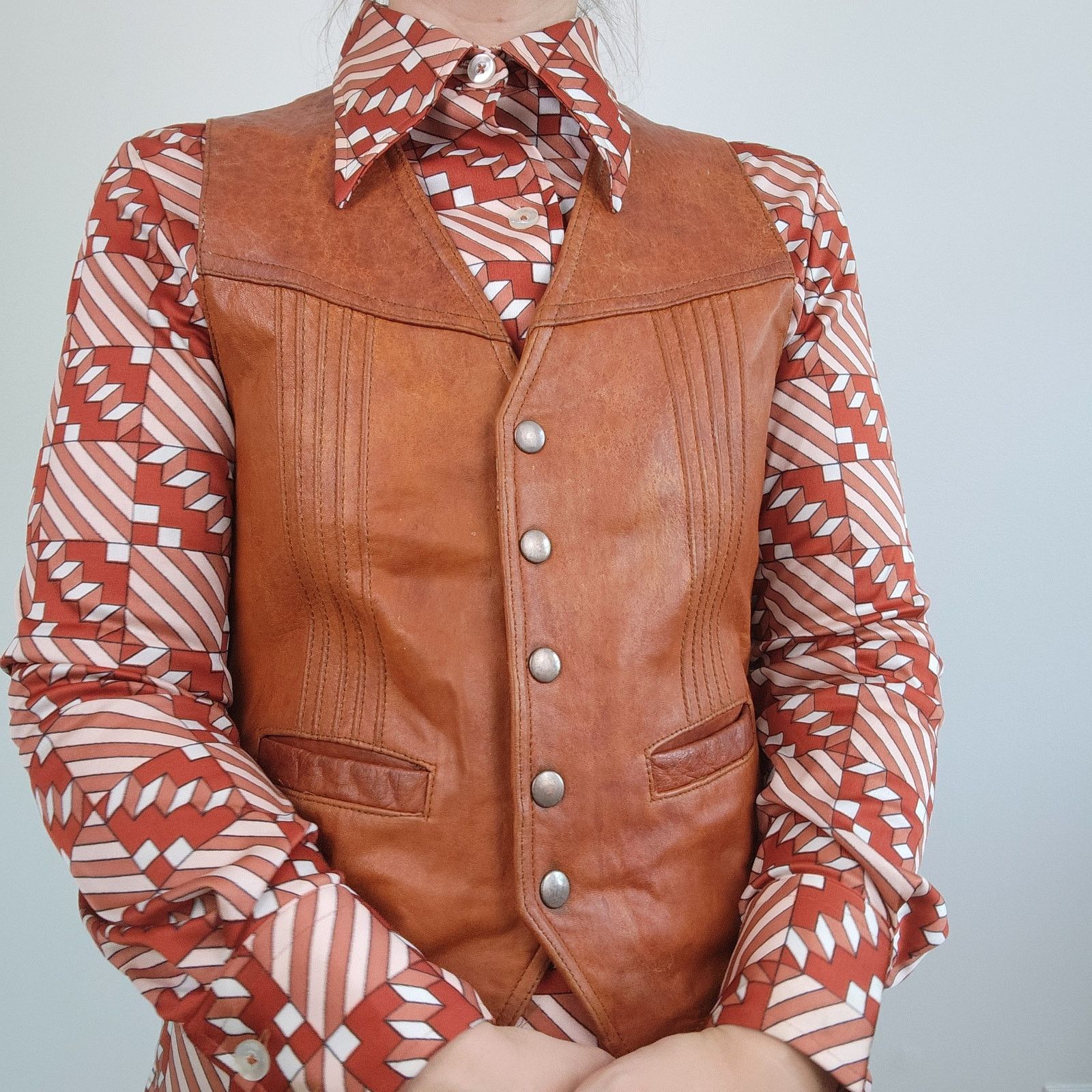 Vintage 70s Dagger Collar Patterned Print Button Up Shirt Medium Size M / US 6-8 / IT 42-44 - 5 Thumbnail