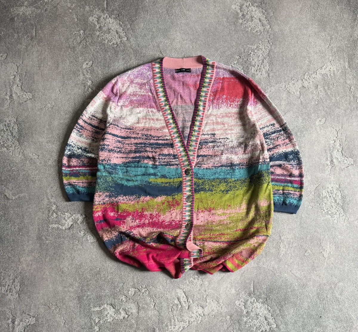 Ivko 2XL/3XL button up multicolour cardigan sweater knitwear