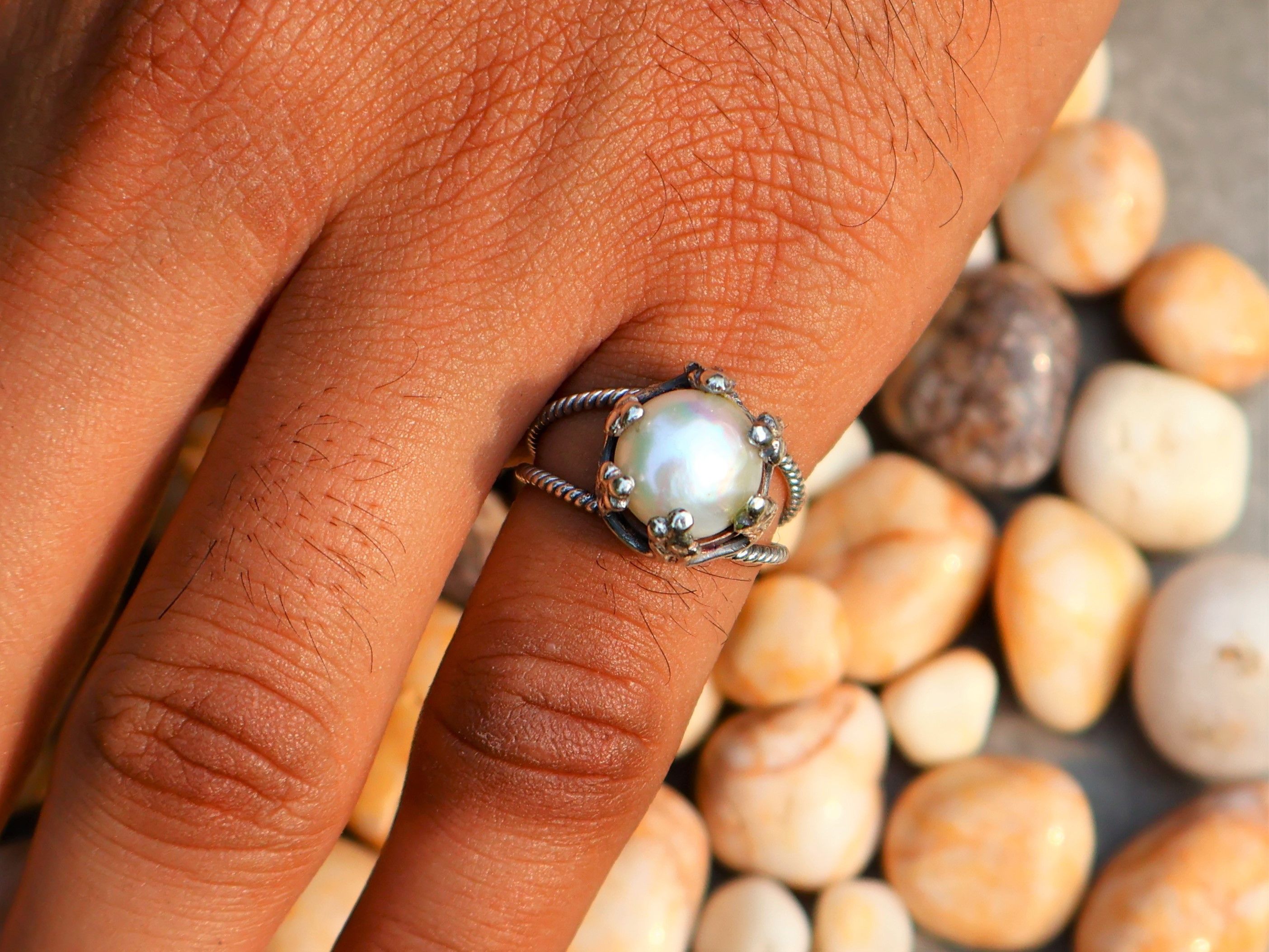 Handmade Pearl Ring, Handmade Women Ring, 925 Sterling Silver Jewelry Size ONE SIZE - 9 Thumbnail
