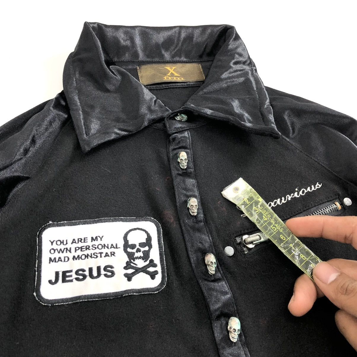 If Six Was Nine × Japanese Brand × Le Grande Bleu (L.G.B.) Xfrm Skulls Jesus Poem Half Lgb Goa Style Button Polo Shirt Size S / US 4 / IT 40 - 13 Thumbnail