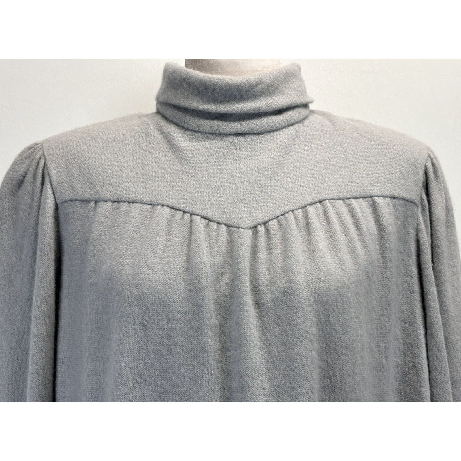 VINTAGE Emilio Pucci Knit Sweater Dress Large 46 US Angora Gray Mock Neck 1970s Mod GoGo Womens L Italy