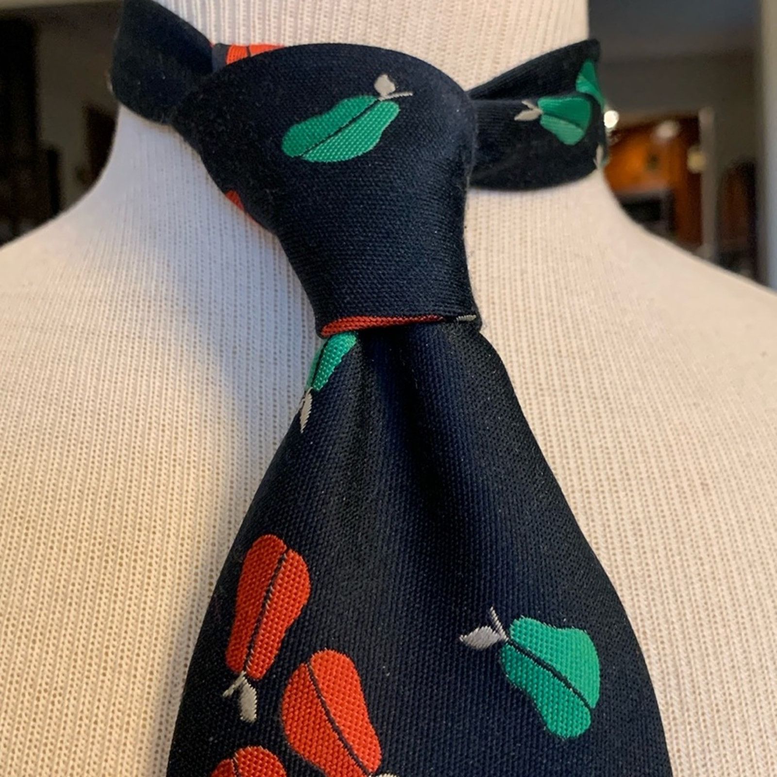 YSL Yves St Laurent 70's-80’s graphic pears super wide tie
