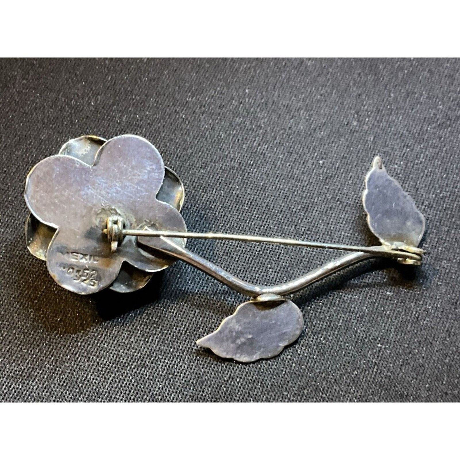 Other 925 Silver Taxco Rose W/ Stem & Leaves Brooch Size ONE SIZE - 4 Thumbnail