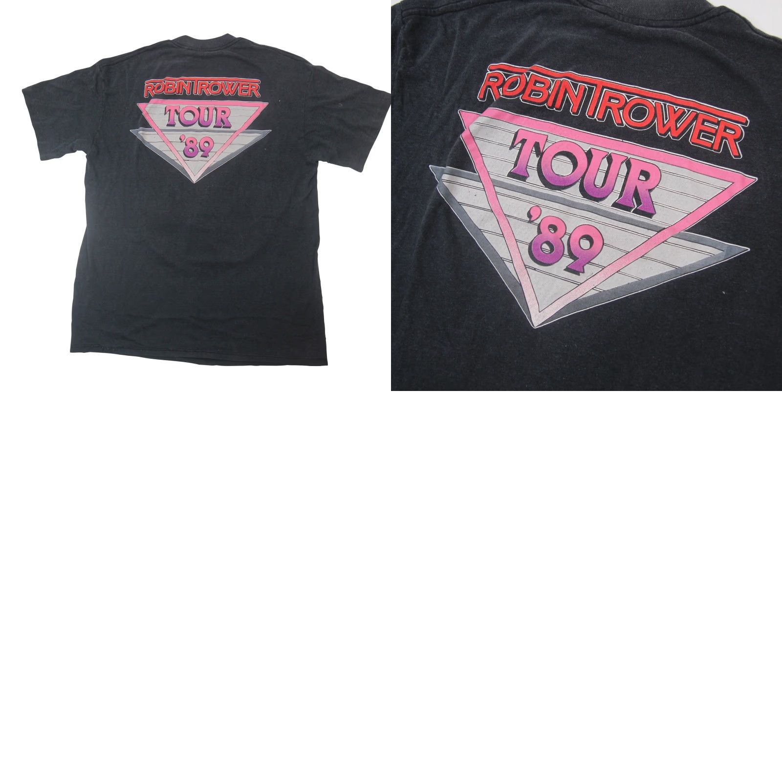 Vintage VINTAGE Robin Trower Tour Mens T-Shirt Black Large Graphic 1989 Boy/Adult? Size US L / EU 52-54 / 3 - 8 Thumbnail