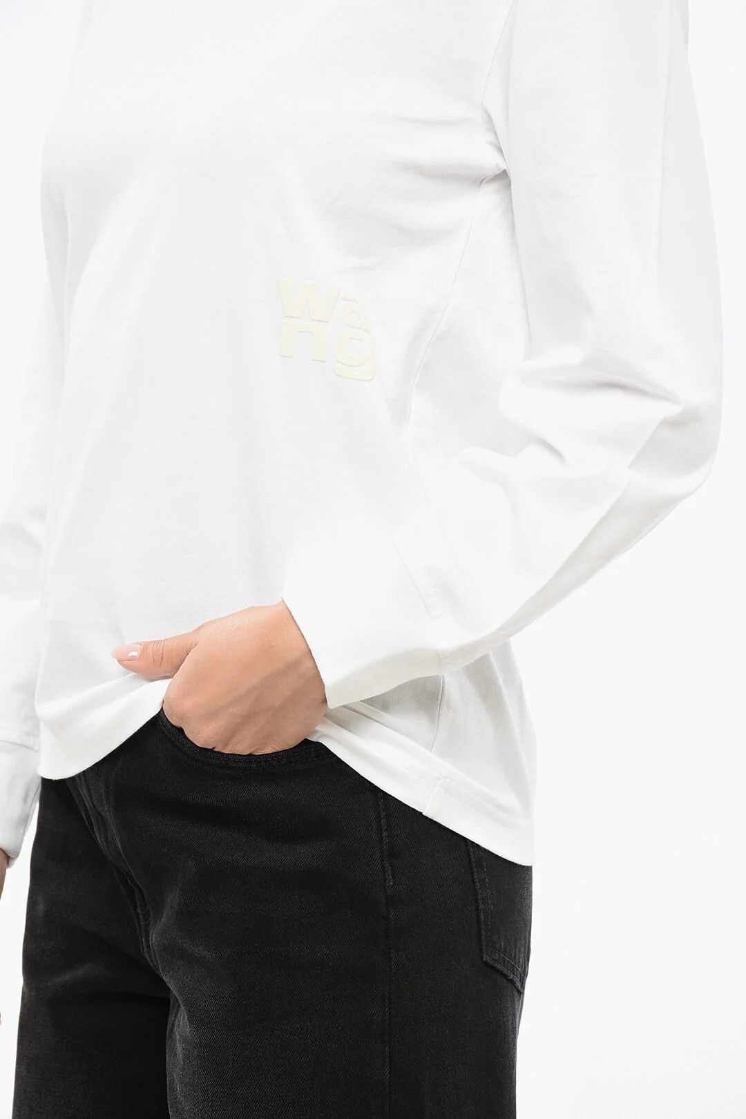 Alexander Wang og1mm0426 Solid Cotton Crewneck T-Shirt in White Size S / US 4 / IT 40 - 3 Thumbnail
