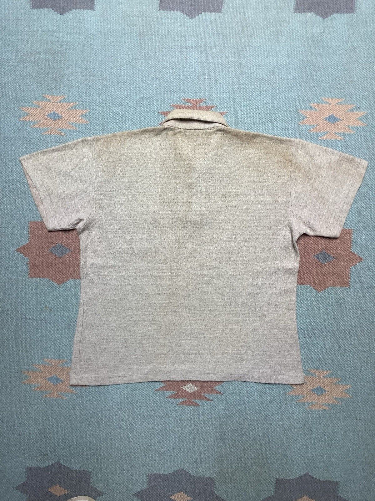 Vintage Vintage 70s polo shirt jacquard knit stain soft boxy medium Size US M / EU 48-50 / 2 - 6 Thumbnail