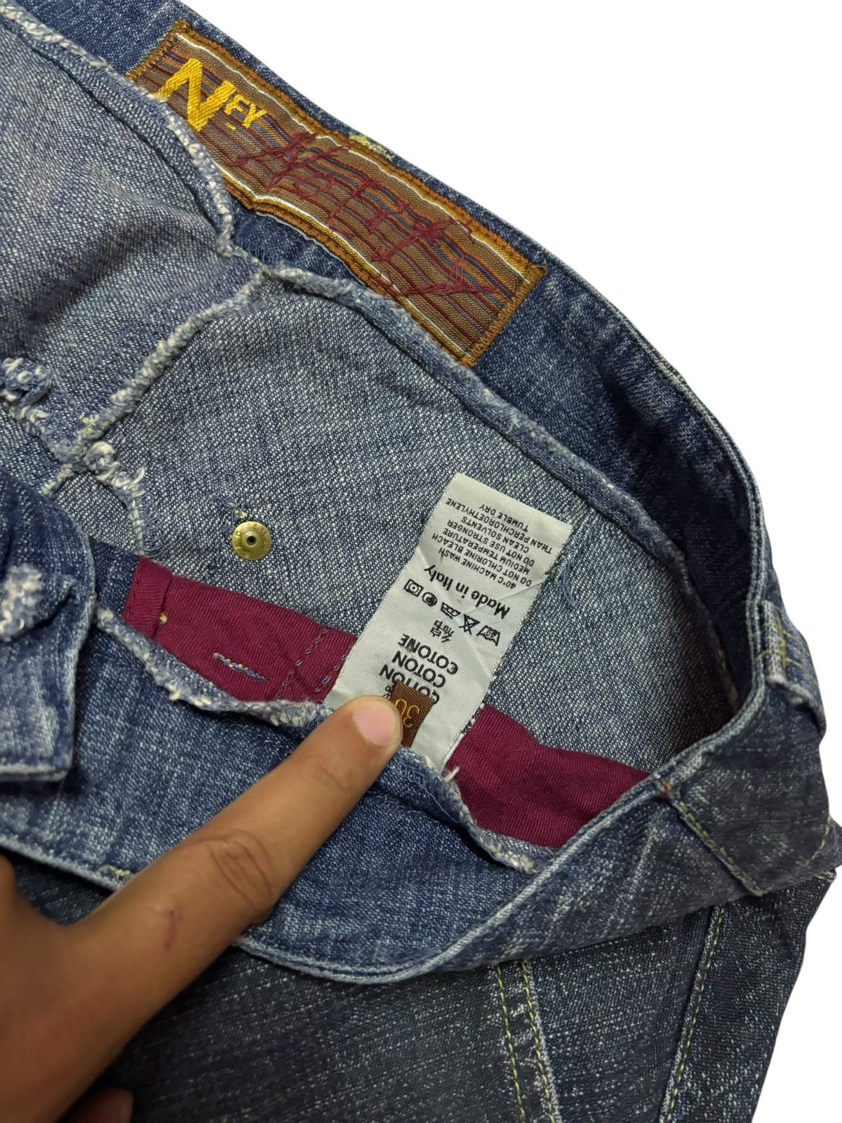 Japanese Brand Vtg NFY Notify Oil Washed Jeans Size 30" / US 8 / IT 44 - 6 Thumbnail