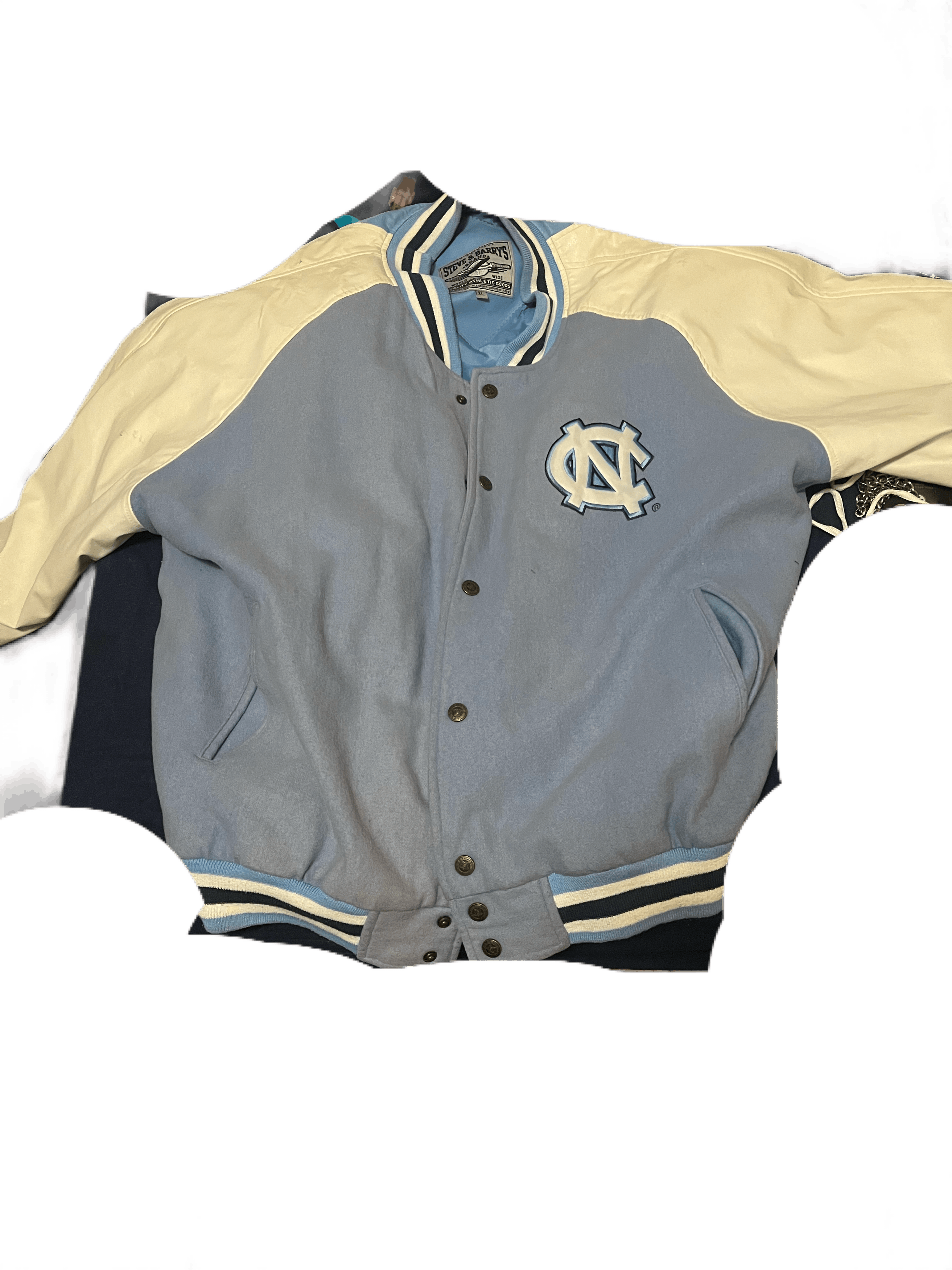 image of Steve And Barrys Unc Tarheels Leather Jacket in Blue, Men's (Size XL)