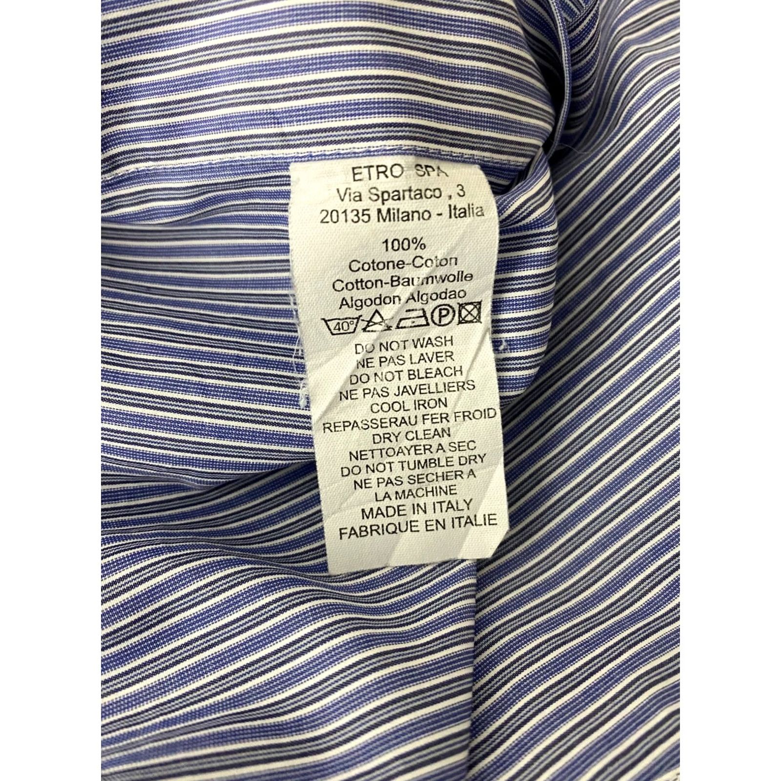 Etro ETRO Shirt Mens 100% cotton Striped Blue Size 42 Made in Italy Button Up Shirt Size US XL / EU 56 / 4 - 8 Thumbnail