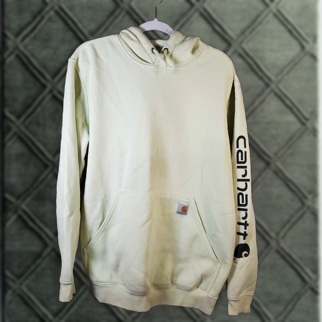Carhartt Carhartt Hoodie Mens M Lime Color Solid Midweight Relaxed Fit Pullover Hooded with Pockets Logo EUC Size US M / EU 48-50 / 2 - 1 Thumbnail