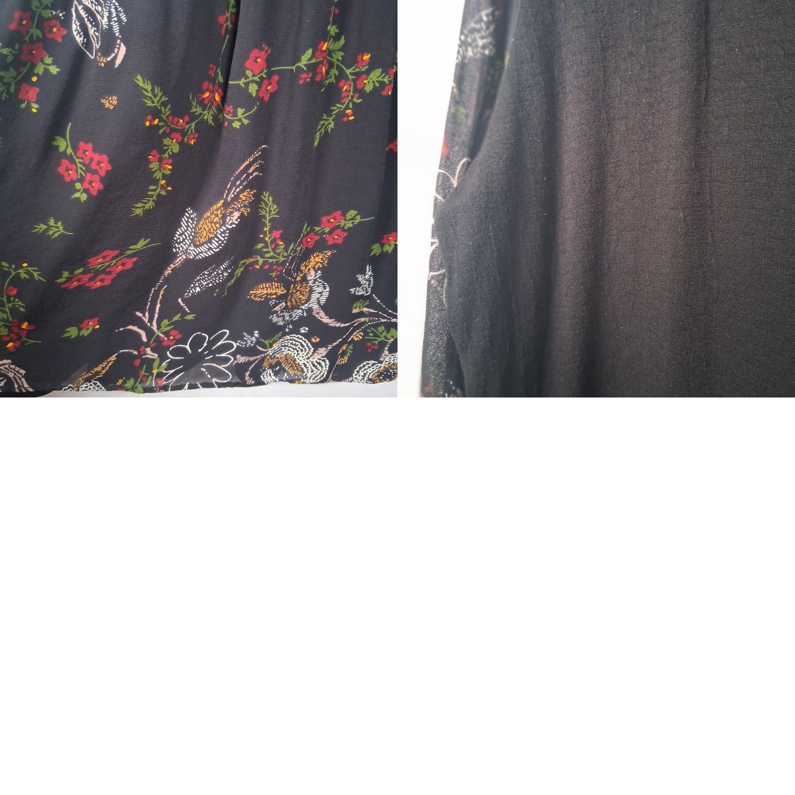 Vintage Pyramid Collection Dress XL Black Knit Sheer Floral Long Slv Whimsigoth Witchy Women Size XL / US 12-14 / IT 48-50 - 9 Thumbnail