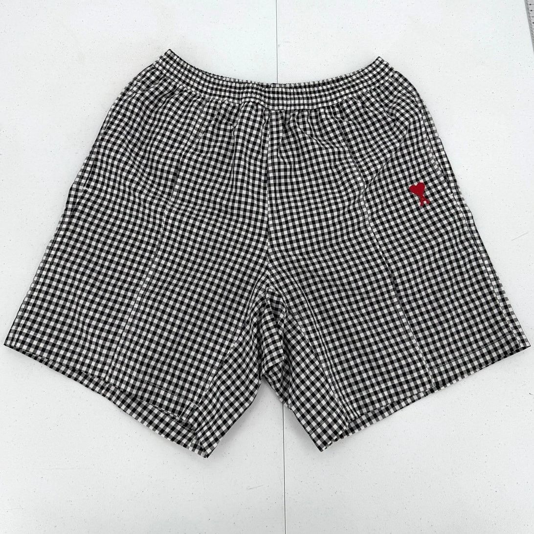 AMI NWT AMI Men's Gingham Small Heart Black/Noir Swim Shorts Size US 29 - 2 Thumbnail