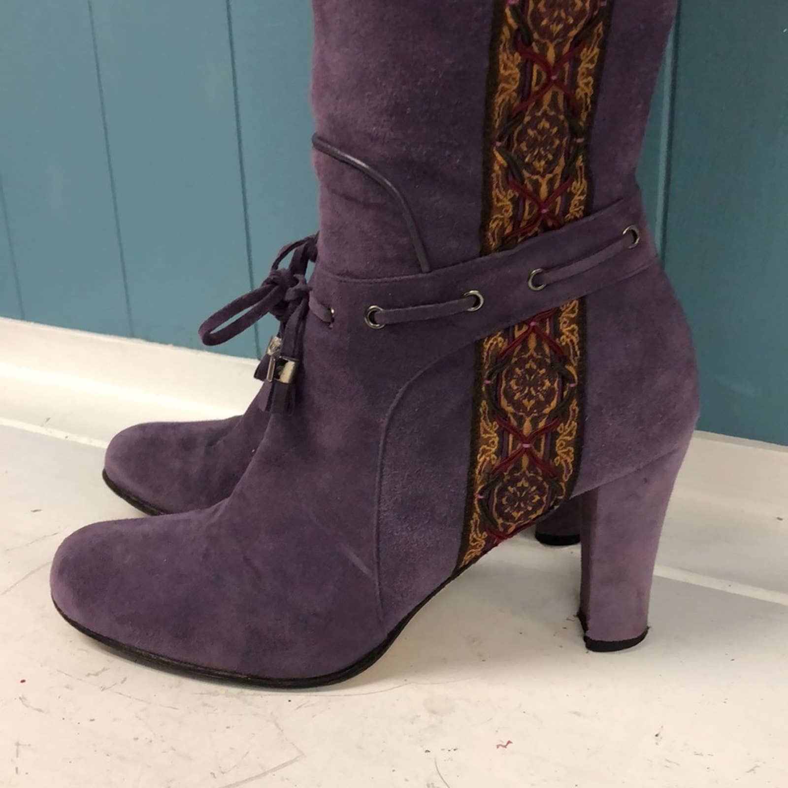 Taryn Rose purple heeled boots women’s size 38 7.5 costume