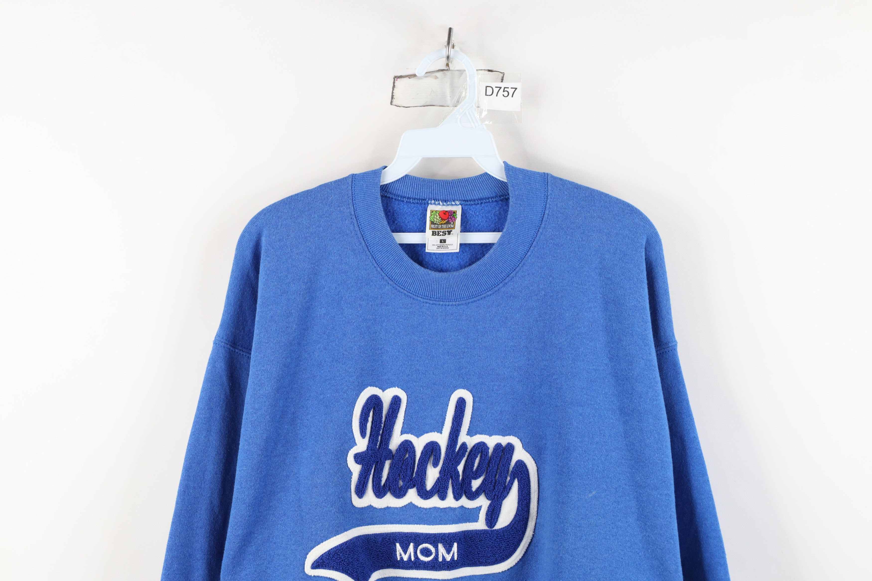 Vintage Vintage 90s Hockey Mom Varsity Crewneck Sweatshirt Blue USA Size L / US 10 / IT 46 - 2 Thumbnail