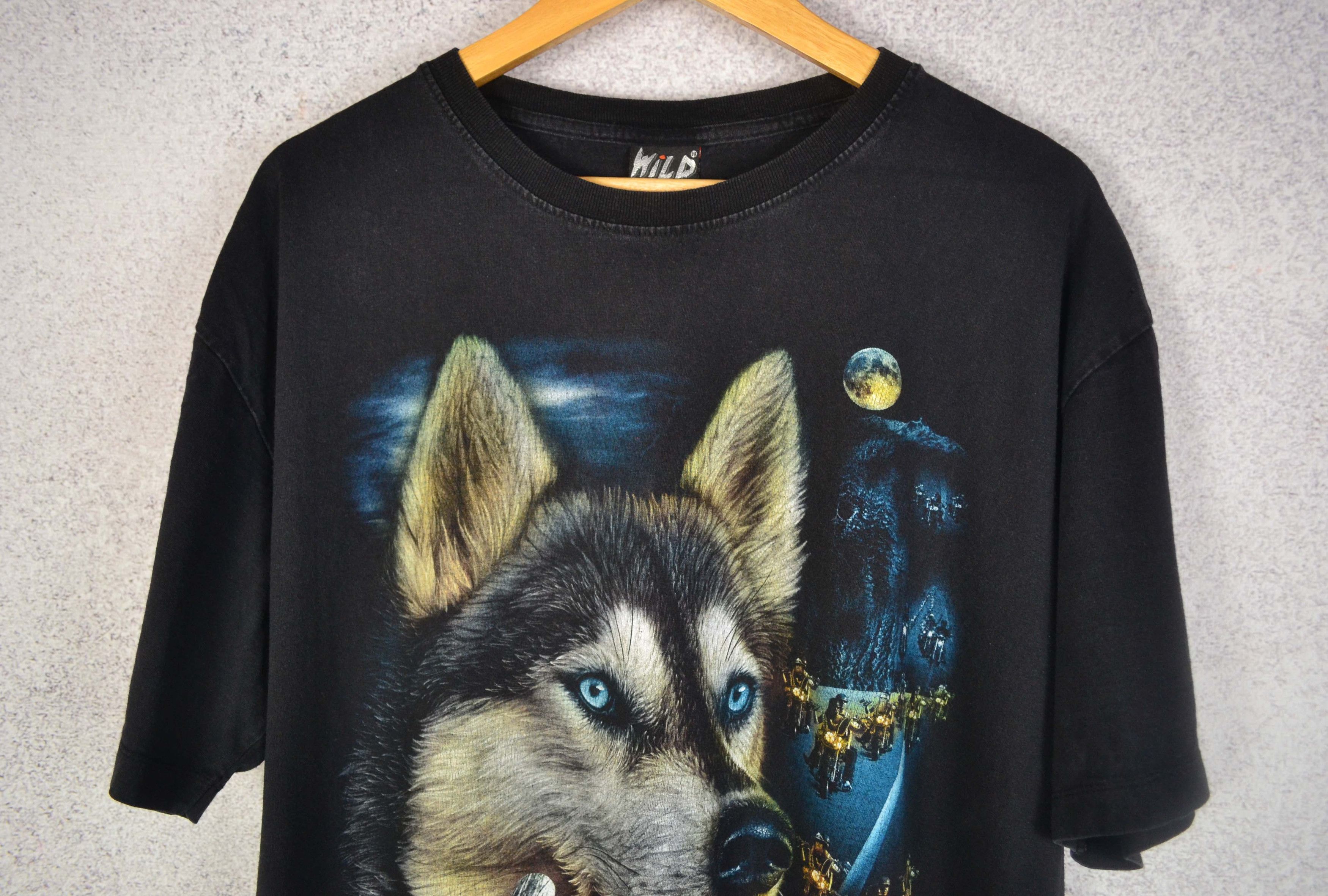 Harley Davidson Wild Wolf Bikes Vintage T-shirt Short Sleeve Size US XL / EU 56 / 4 - 2 Thumbnail