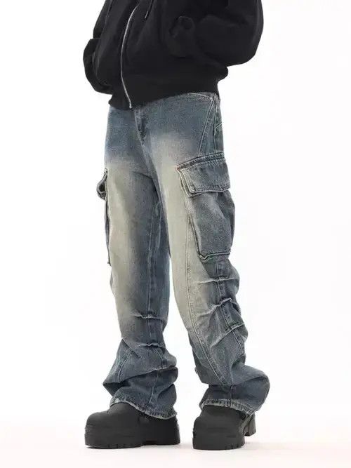 VIBE Vintage washed distressed side pocket rare jeans Size US 32 / EU 48 - 3 Thumbnail
