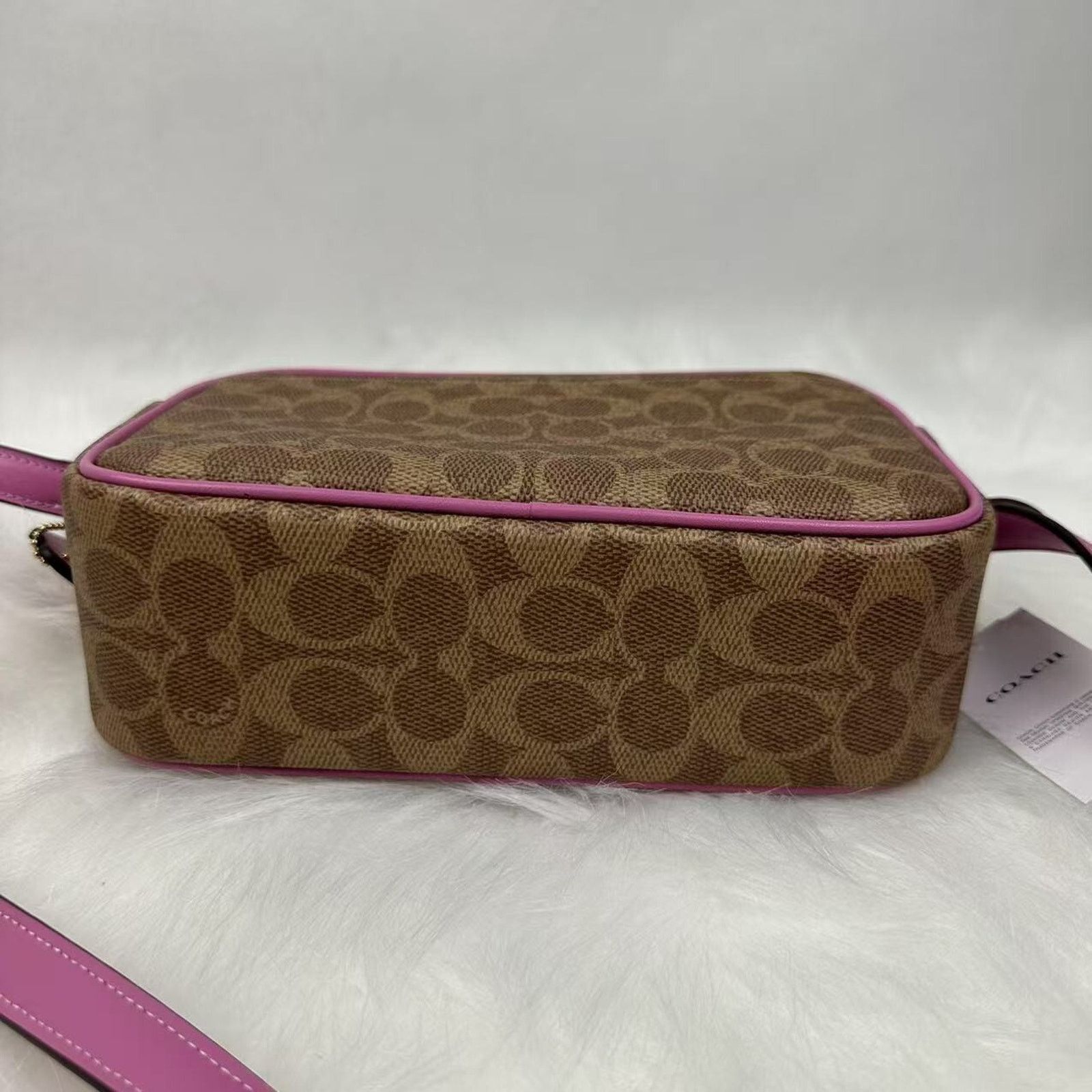 Coach COACH Jamie Camera Crossbody Bag In Sig Canvas Tan/Fuchsia Size ONE SIZE - 10 Thumbnail