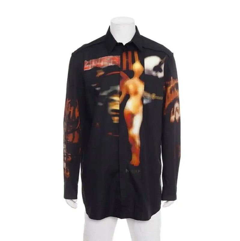 Givenchy Givenchy Black Graphic Cotton Shirt for Men 0089 Size US M / EU 48-50 / 2 - 1 Thumbnail