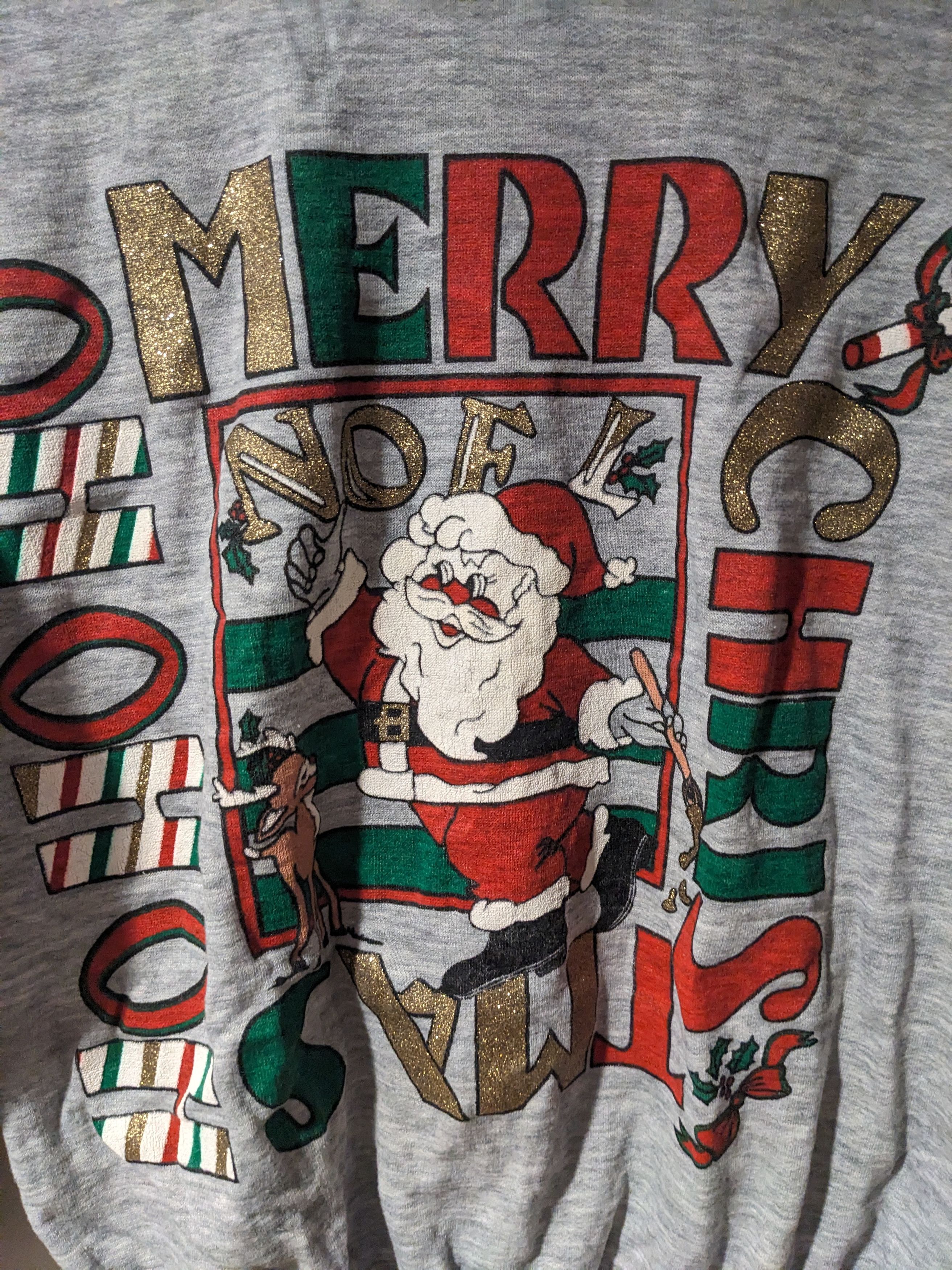 Holiday Brand × Vintage Vintage 80s Merry Christmas Womans Light Weight Sweatshirt Size M / US 6-8 / IT 42-44 - 2 Thumbnail