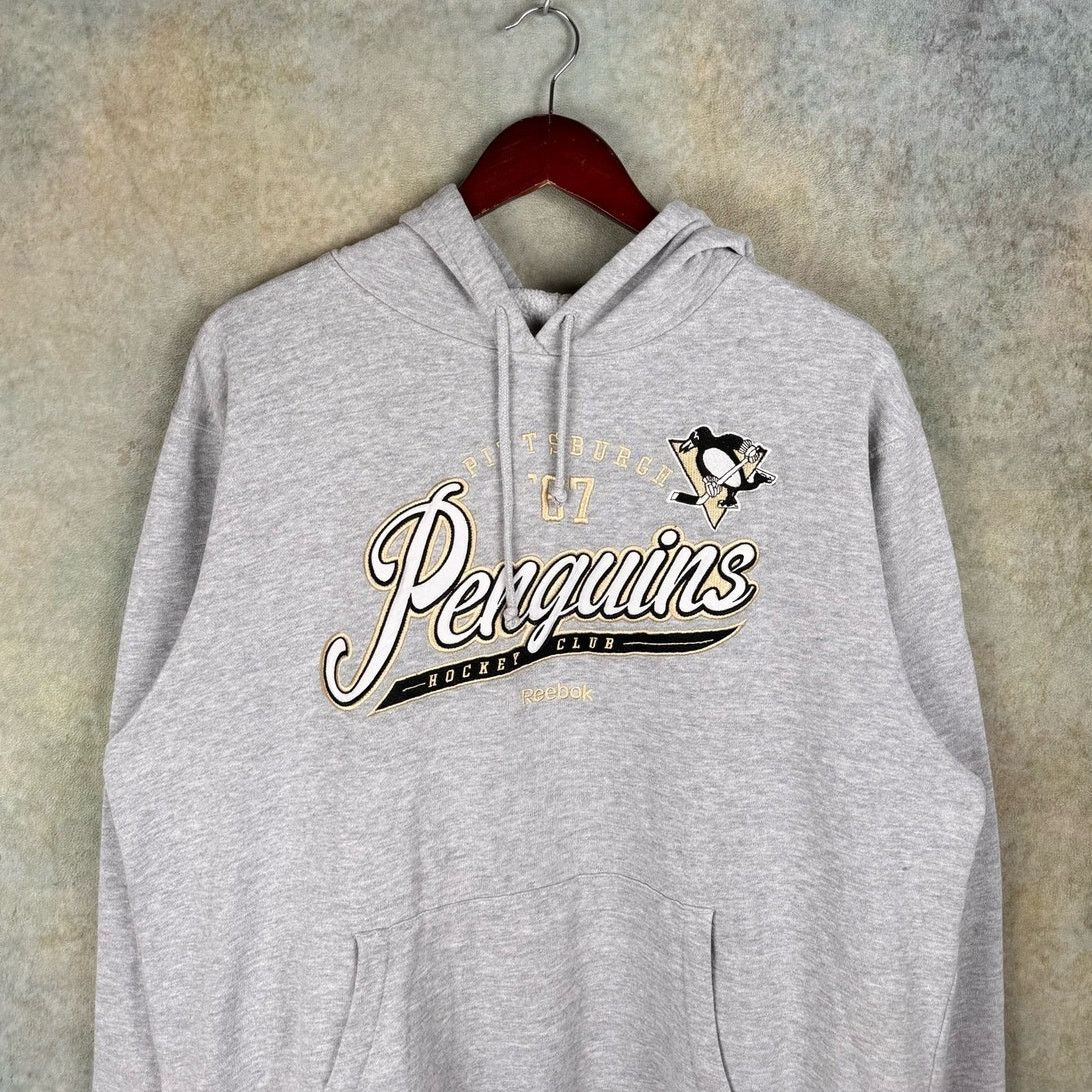 NHL × Reebok × Vintage VTG Y2K Pittsburgh Penguins Hoodie Sweatshirt L Gray NHL Size US L / EU 52-54 / 3 - 2 Thumbnail