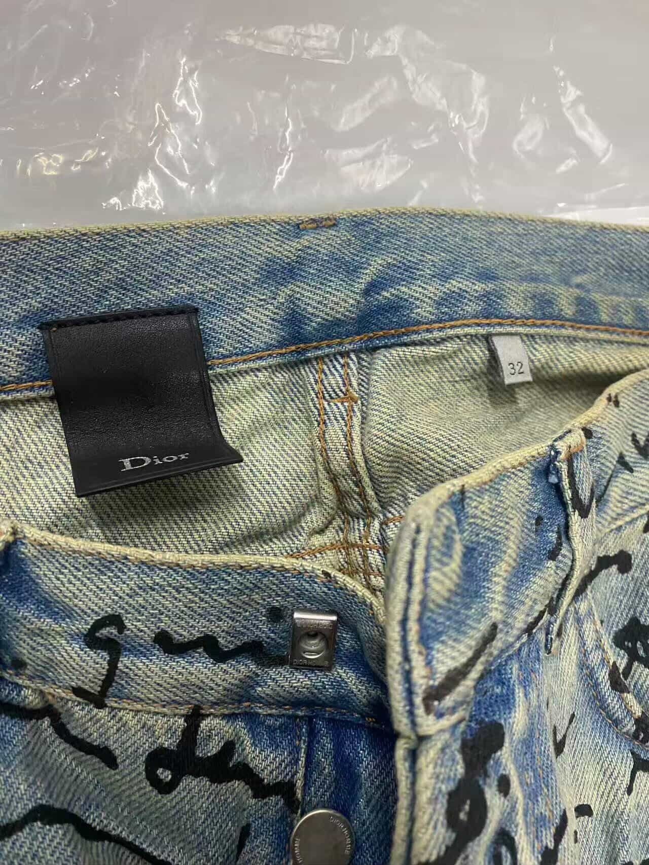 Dior Dior Homme SS15 Handwritten Script Denim Jeans Size 32 Size US 32 / EU 48 - 2 Thumbnail