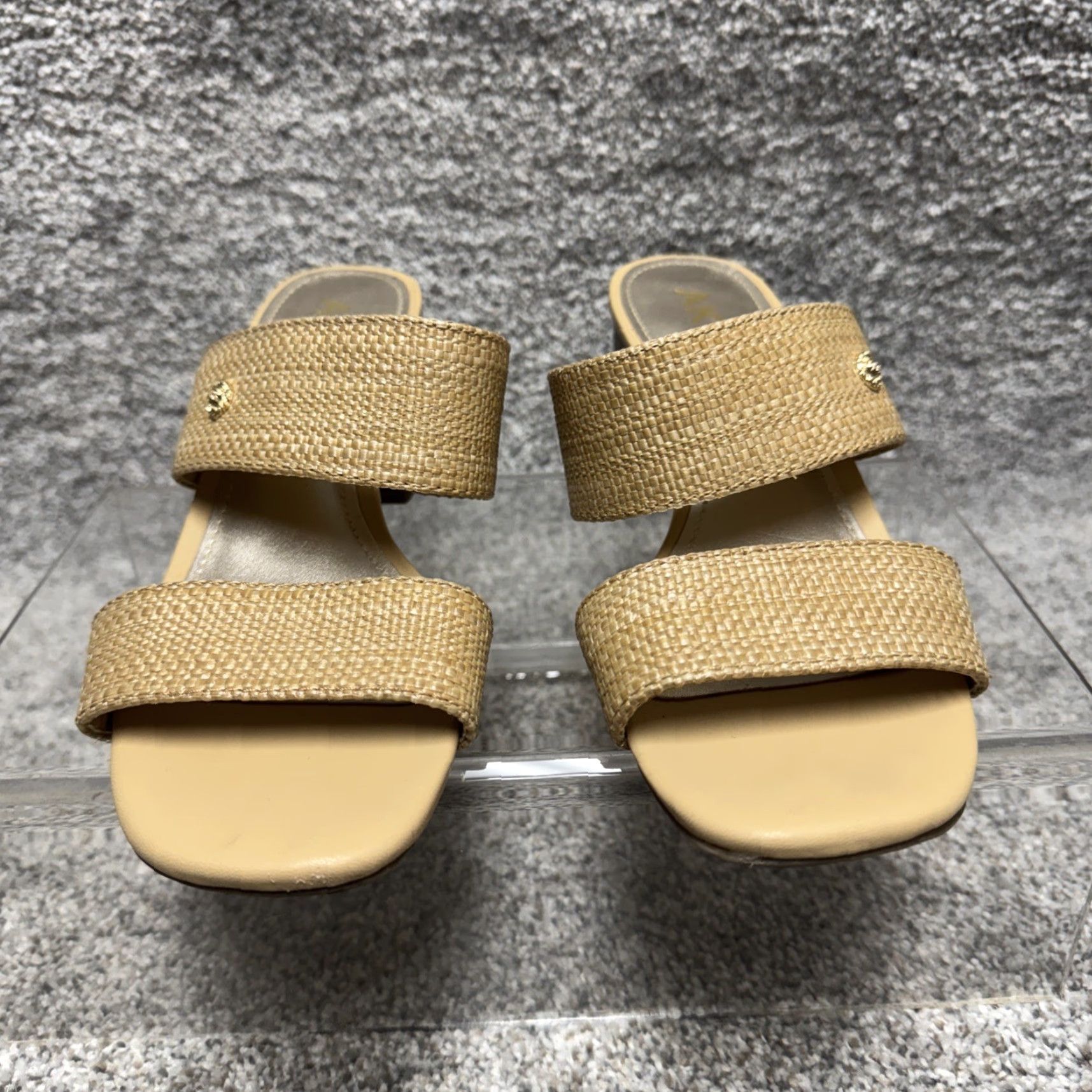 Anne Klein Anne Klein Sandals Women 7.5M Slip-On Open Toe Block Heel Retro Brown Textured Comfort Classic Office Size US 8 / IT 38 - 4 Thumbnail