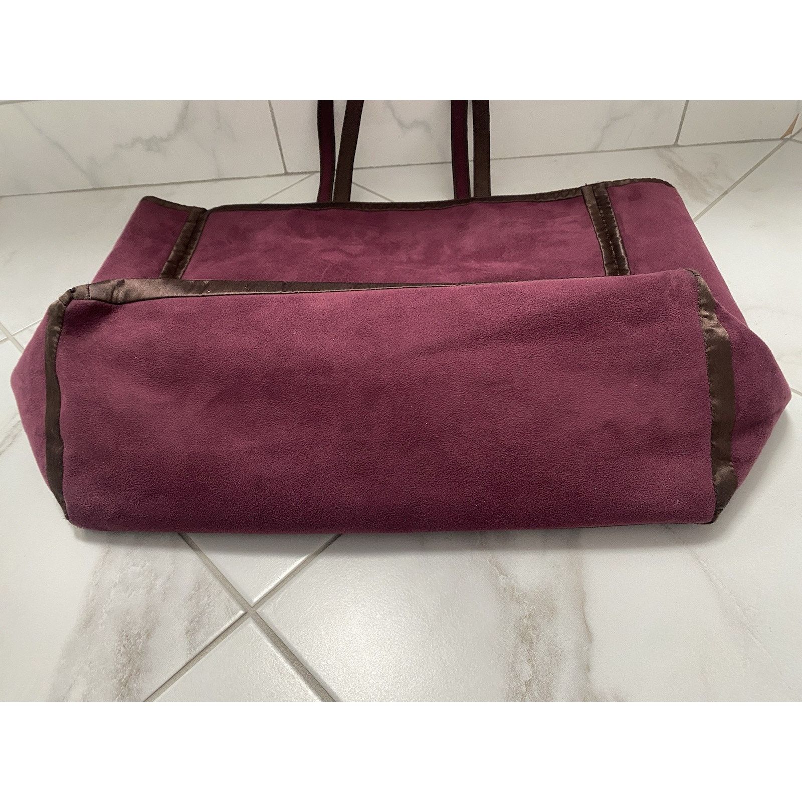 DKNY Vintage DKNY Tote Bag Velour Velvet Burgundy Reversible Size ONE SIZE - 3 Thumbnail