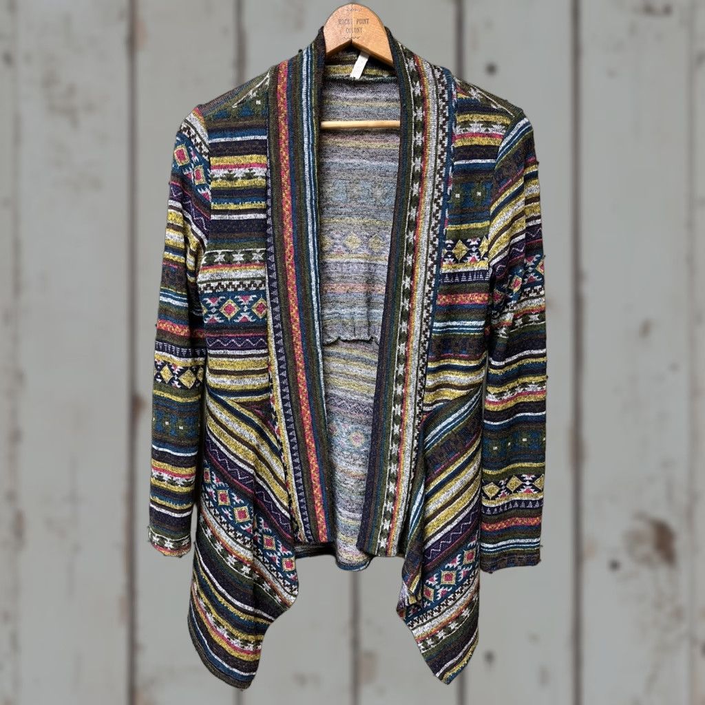 Vintage Womens M Celeste Knit Sweater Shawl Southwest Aztec Print Shirt Size M / US 6-8 / IT 42-44 - 1 Thumbnail