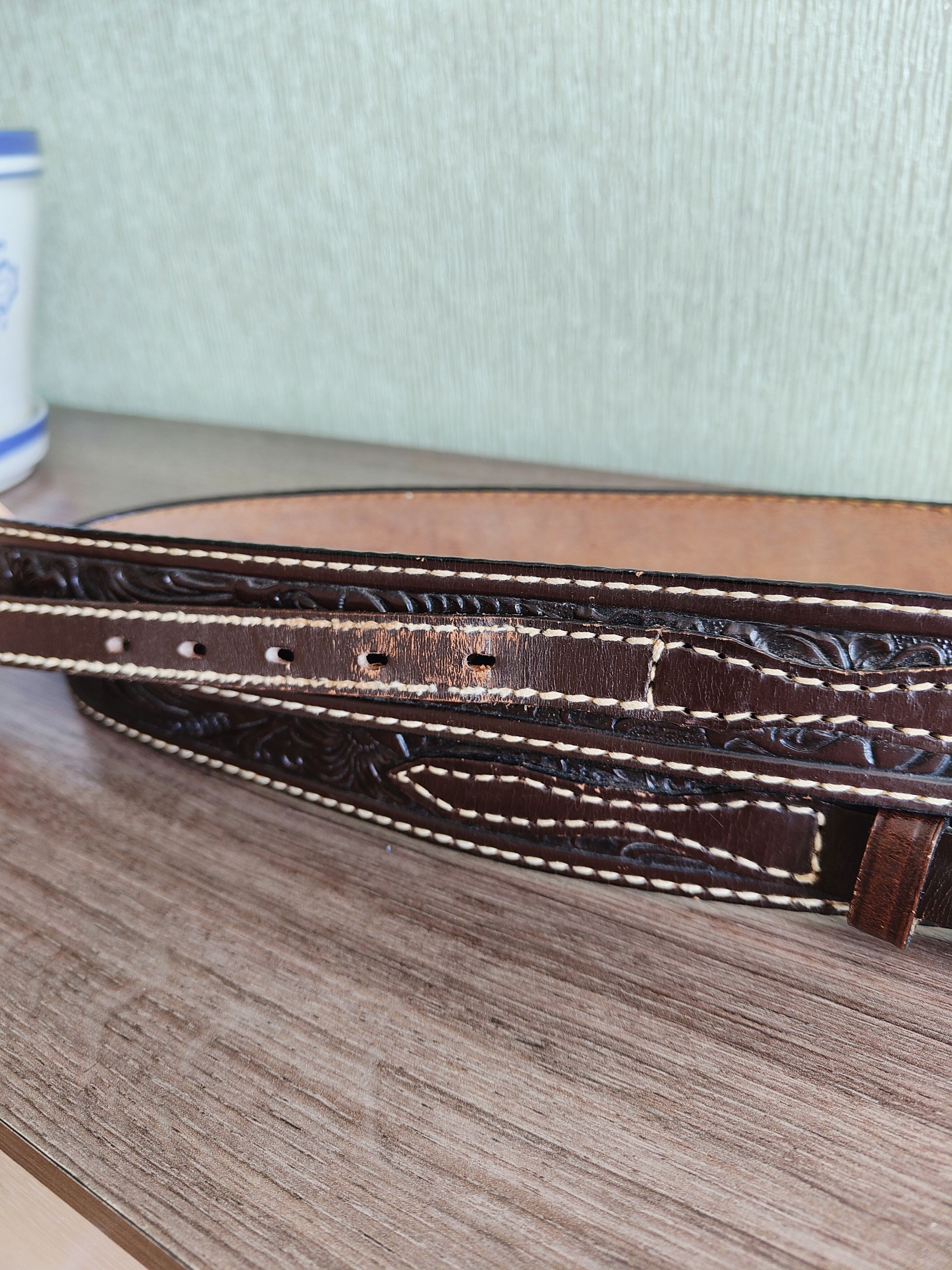 Tony Lama Vintage Tony Lama Leather Belt Made in USA Size ONE SIZE - 5 Thumbnail