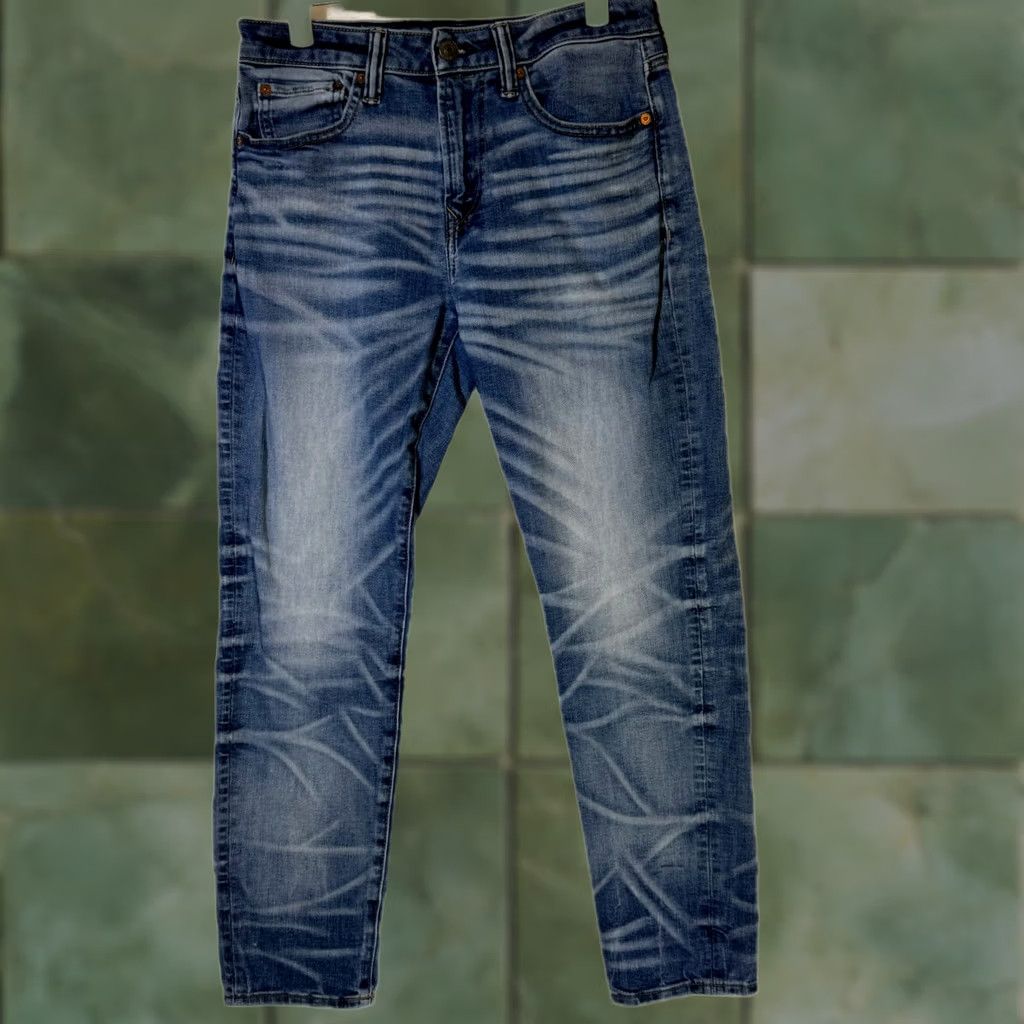 American Eagle Outfitters American Eagle Jeans Women’s 29 × 30 Blue Denim Stretch Skinny Whiskered Excellent Size 29" - 1 Thumbnail
