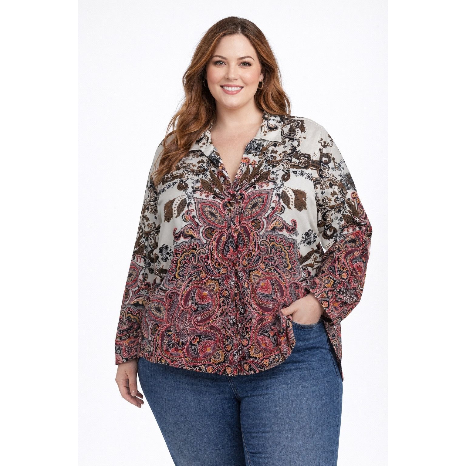 JM Collection JM Collection Paisley Medallion Boho Blouse - XL Size XL / US 12-14 / IT 48-50 - 1 Thumbnail