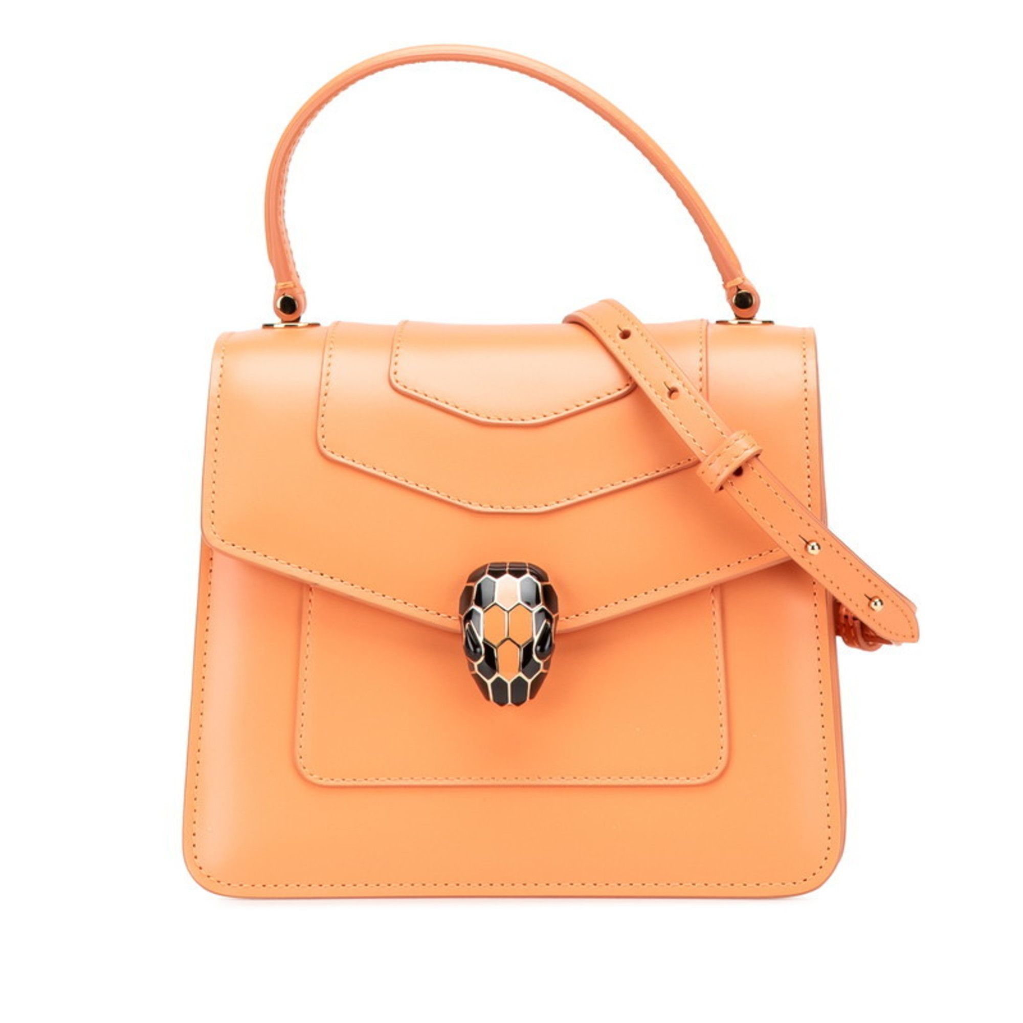 Bvlgari BVLGARI Serpenti Forever Handbag/Shoulder Bag, 2-Way, Orange Leather, Women's Size ONE SIZE - 1 Thumbnail