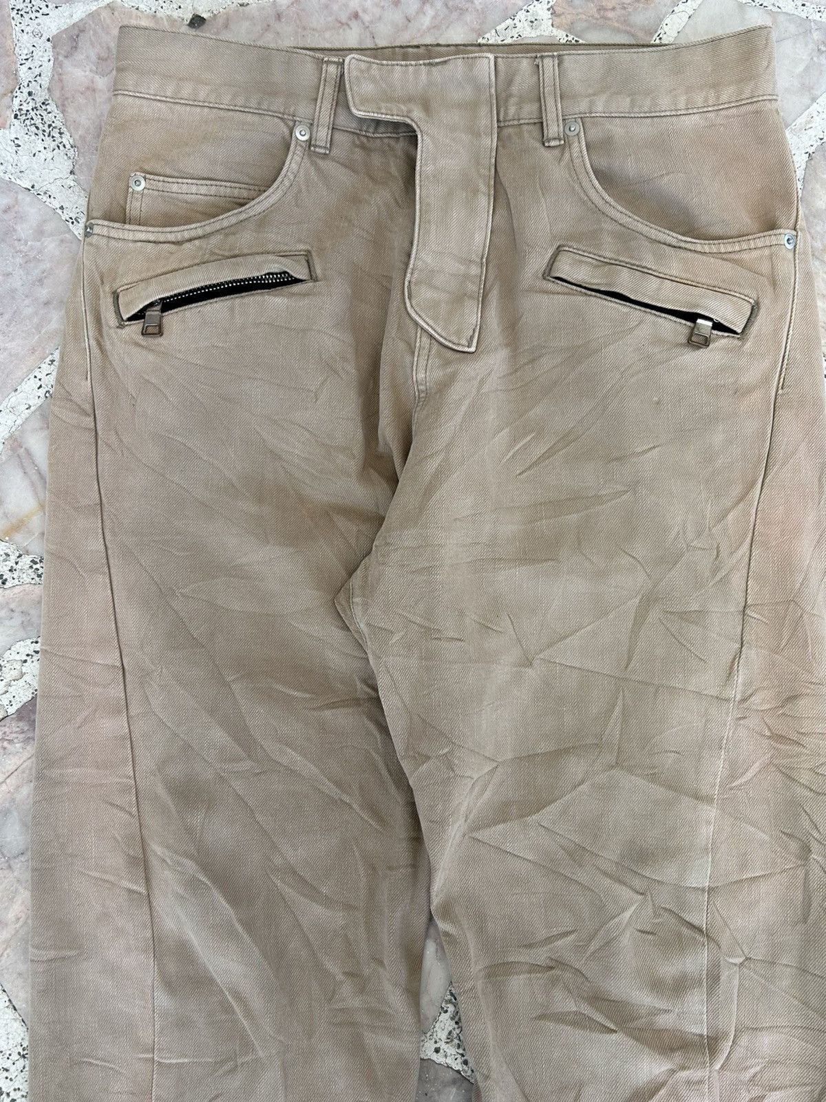 Balmain Balmain Biker Denim Pants Khaki Size US 33 - 4 Thumbnail