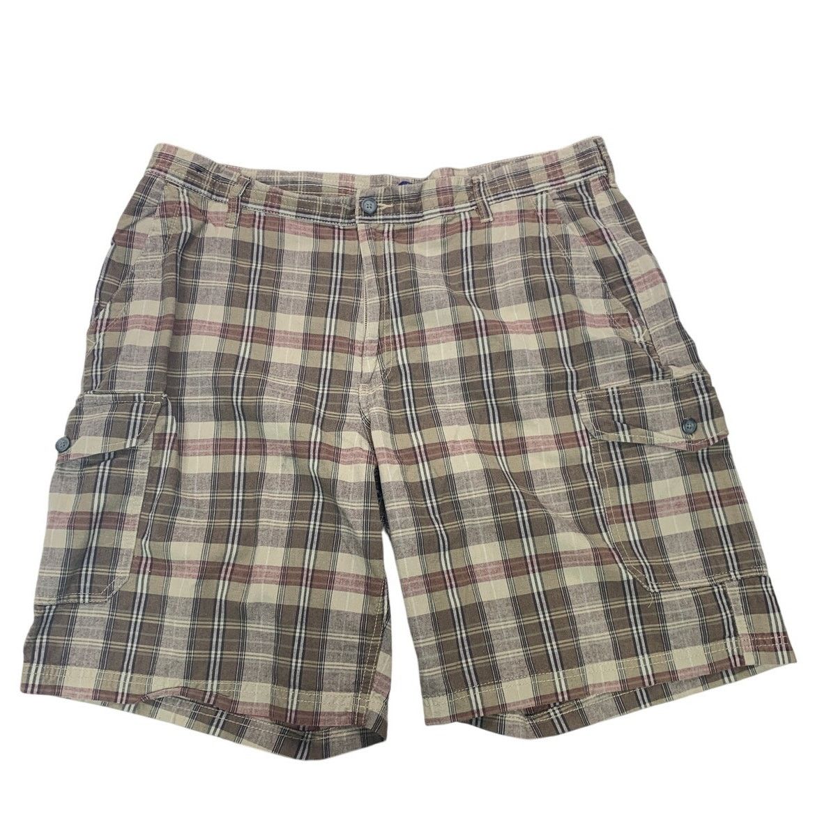 Basic Editions Basic Editions Mens Size 42 Brown Plaid Bermuda Cargo Shorts Size US 39 - 1 Thumbnail