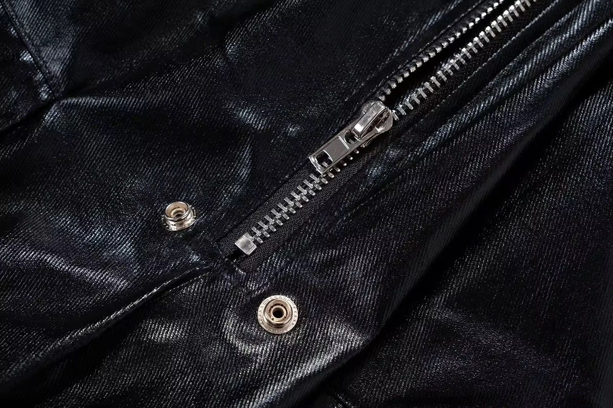 Designer × Jean Streetwear Baggy PU Leather Jeans Pants Size US 33 - 7 Thumbnail