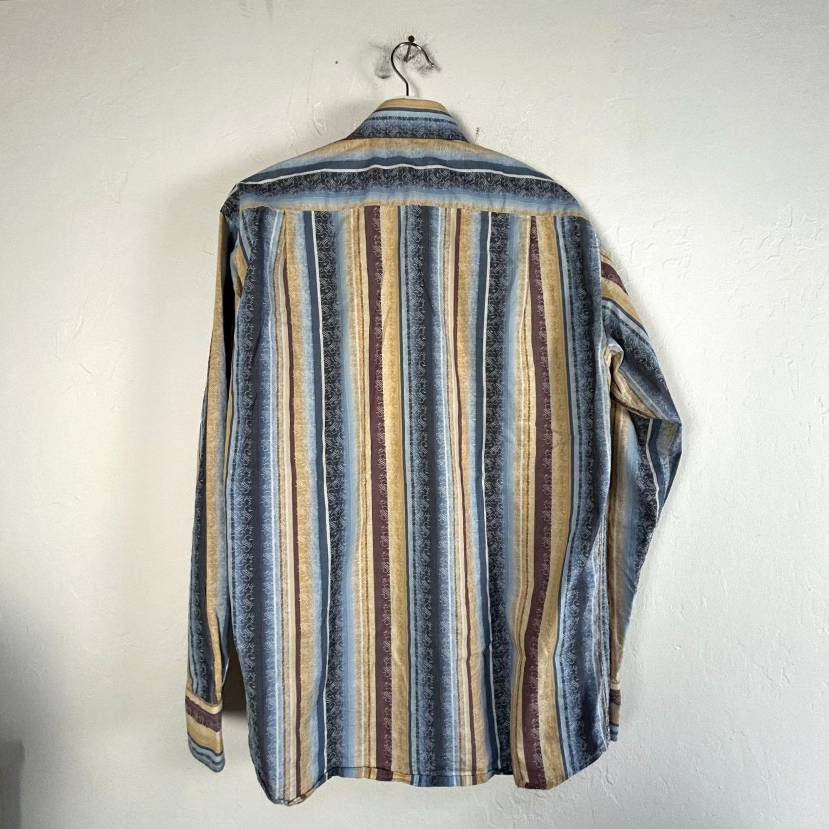 Luchiano Visconti Luchiano Visconti Mens Striped Long Sleeve Button Up Shirt Medium 2 Ply Cotton Size US M / EU 48-50 / 2 - 2 Thumbnail