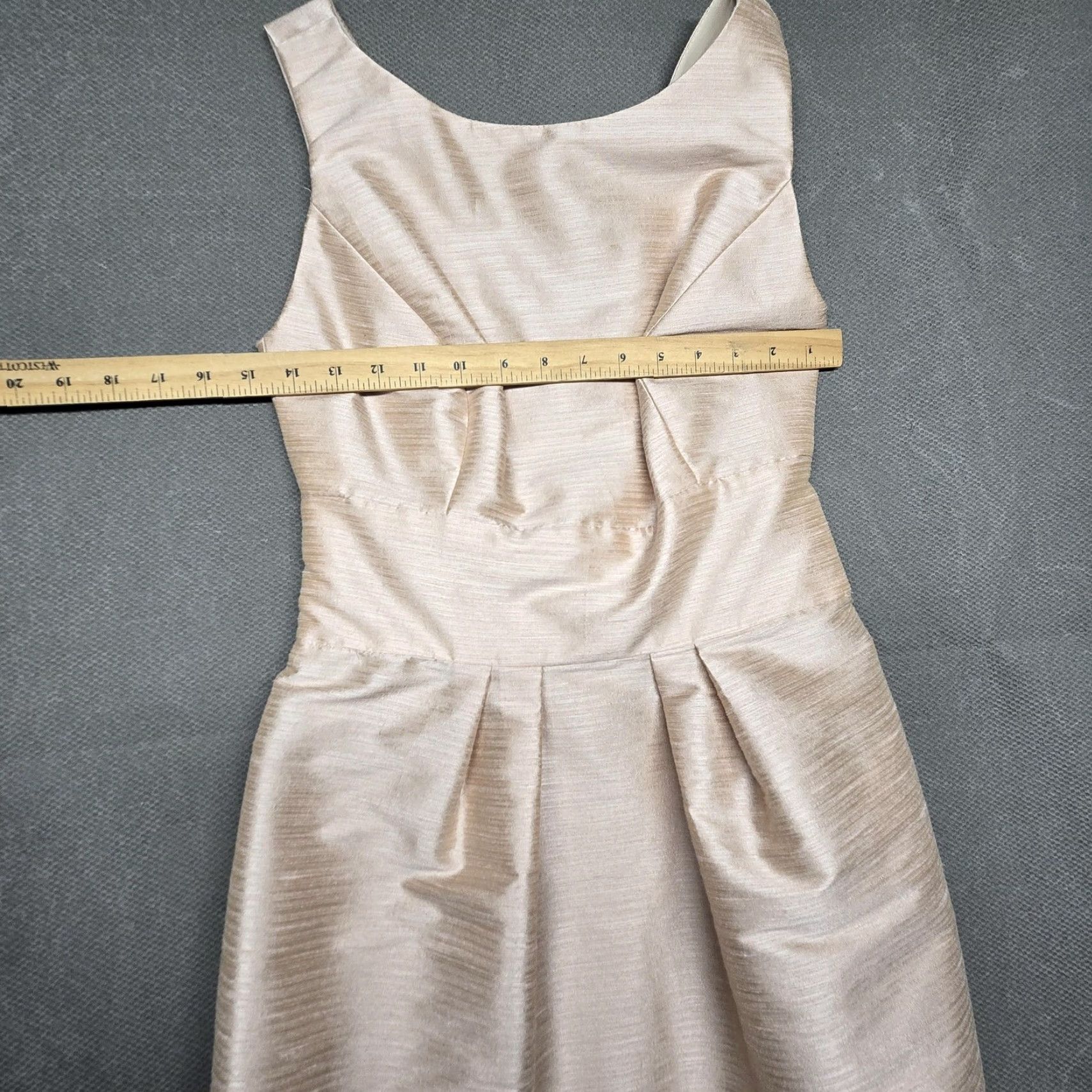 Vintage Alfred Sung Dress Womens 8 Beige Satin Fit & Flare Backless Bow Bridesmaid Party Size M / US 6-8 / IT 42-44 - 6 Thumbnail